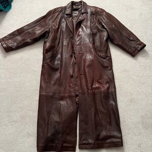 Brown Leather Long Coat
